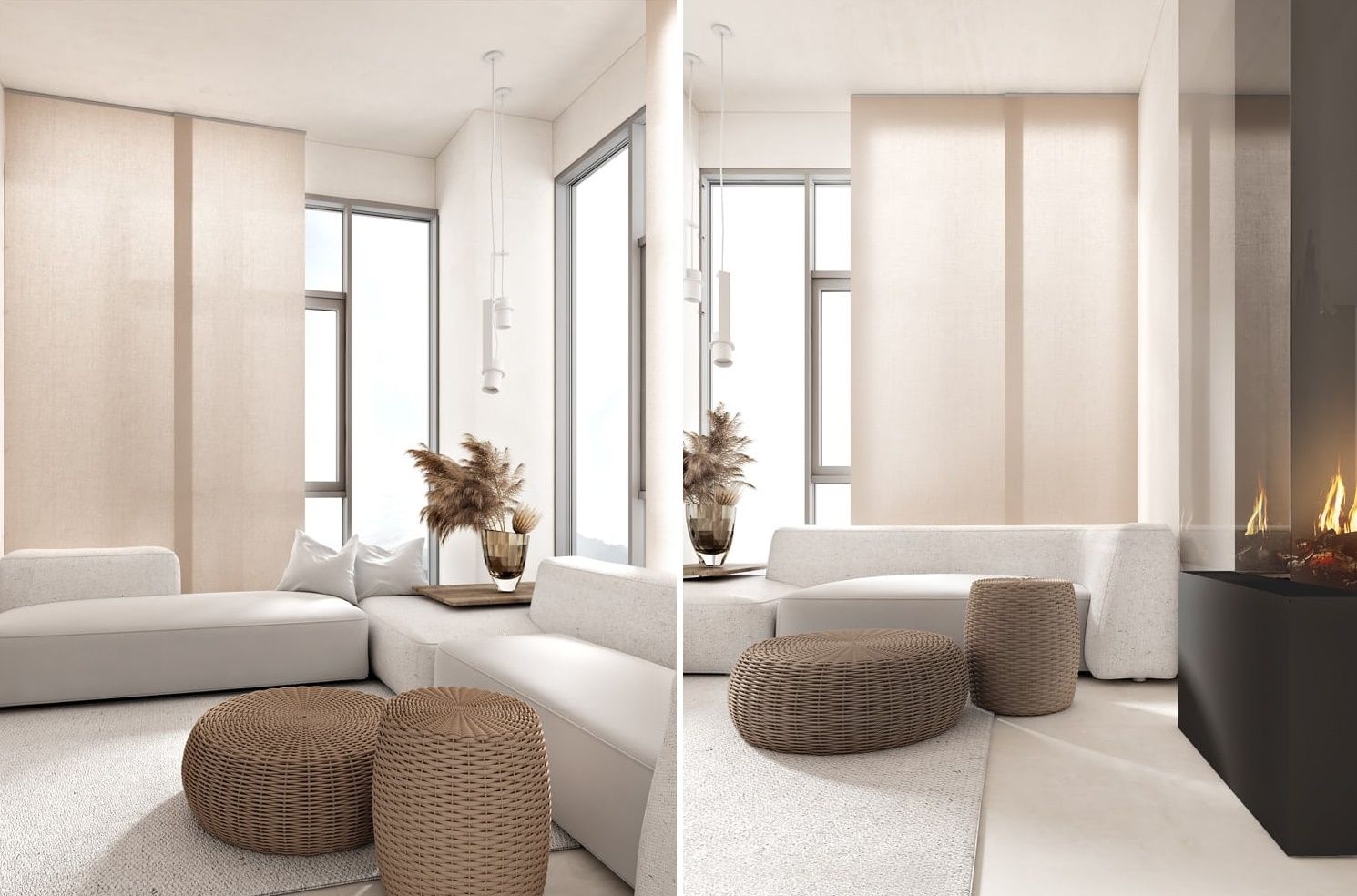 Cảm giác thoải mái với ghế đệm sofa mềm mại, bình hoa và trang trí theo phong cách tự nhiên Cảm giác thoải mái với ghế đệm sofa mềm mại, bình hoa và trang trí theo phong cách tự nhiên