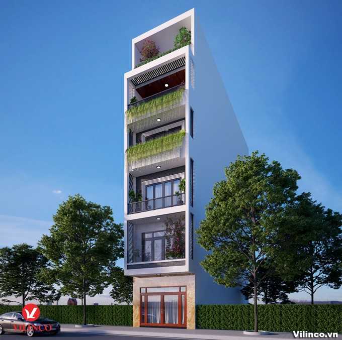 Hình ảnh của Thiết kế nhà phố hiện đại 6 tầng mặt tiền 5m có tổng diện tích 92,5m2 tại Bắc Giang